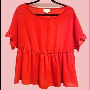 Francesca’s red ruffled open sleeve blouse